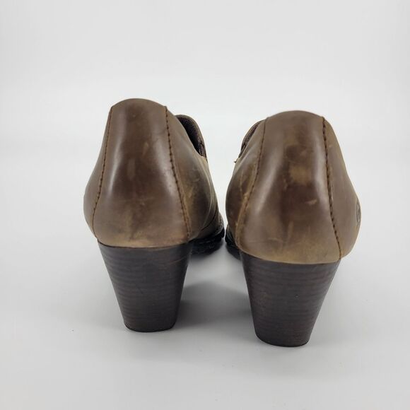 Born mules clogs brown tan leather heel 9 womens shoetie - Picture 5 of 11